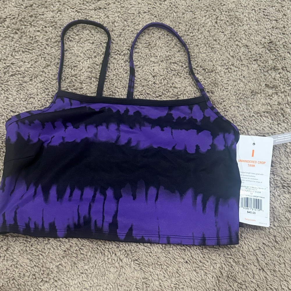 Lucy Purple and Black Tie-Dye Crop Tank